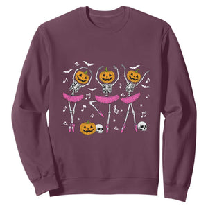 Ballet Skeleton Dance Sweatshirt Funny Halloween Gift TS12 Maroon Print Your Wear