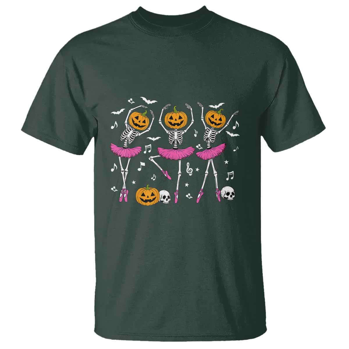 Ballet Skeleton Dance T Shirt Funny Halloween Gift TS12 Dark Forest Green Print Your Wear