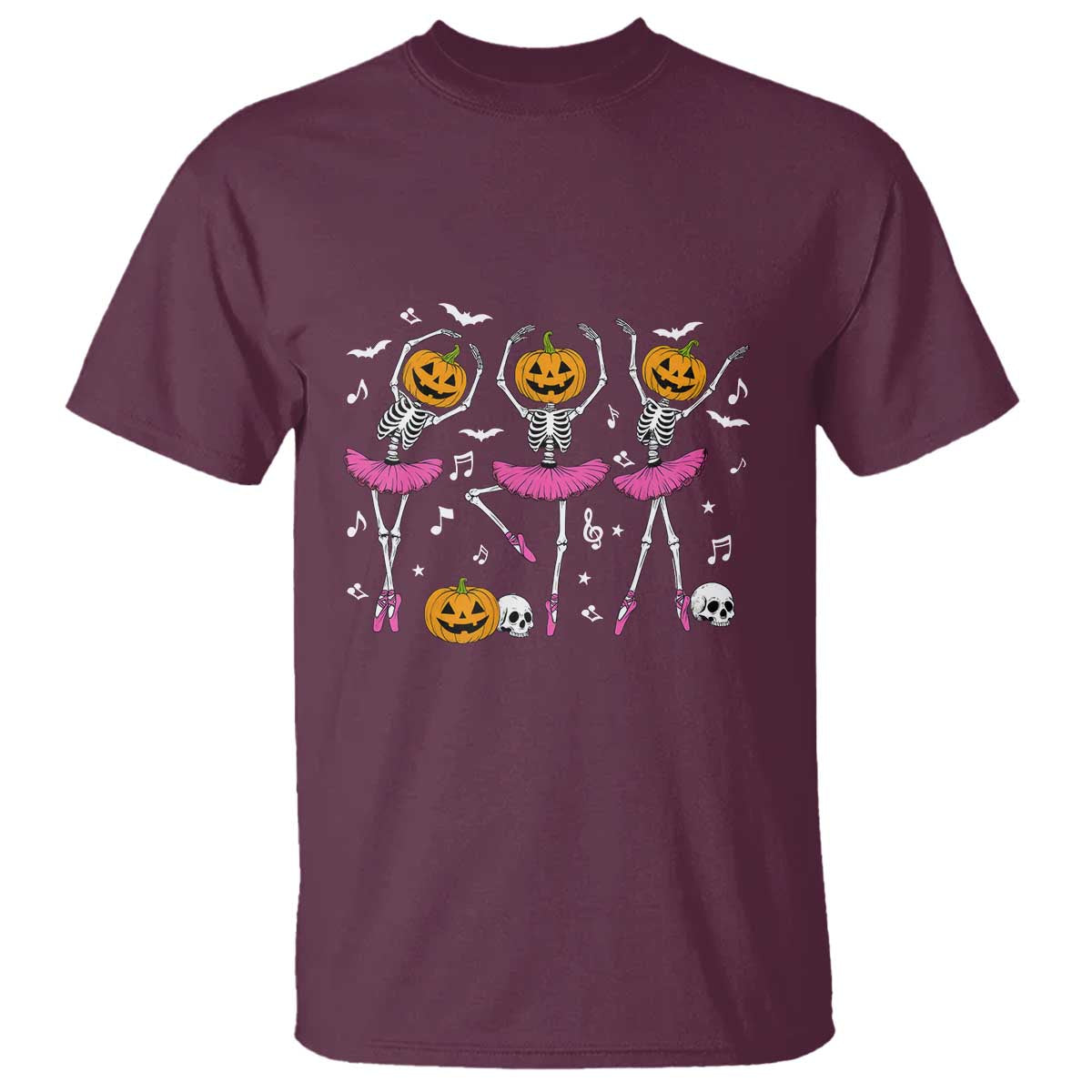 Ballet Skeleton Dance T Shirt Funny Halloween Gift TS12 Maroon Print Your Wear