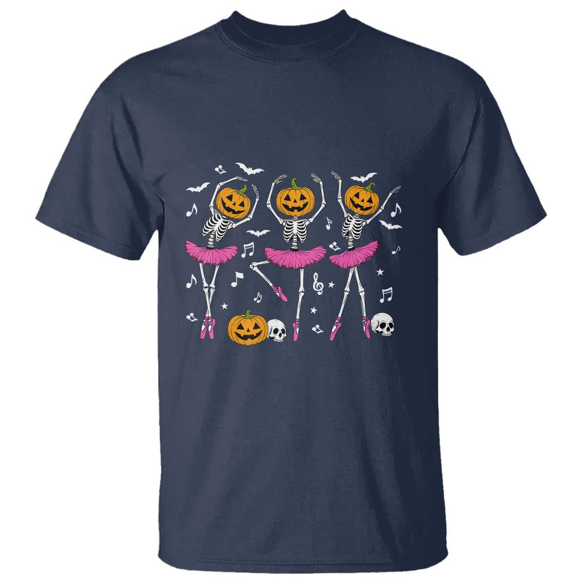 Ballet Skeleton Dance T Shirt Funny Halloween Gift TS12 Navy Print Your Wear