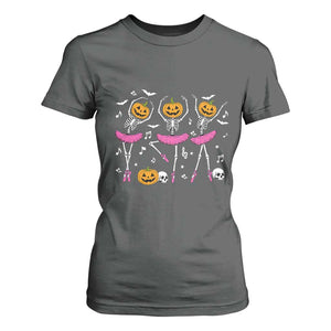Ballet Skeleton Dance T Shirt For Women Funny Halloween Gift TS12 Dark Heather Print Your Wear