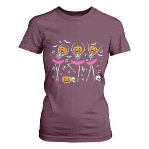 Ballet Skeleton Dance T Shirt For Women Funny Halloween Gift TS12 Maroon Print Your Wear