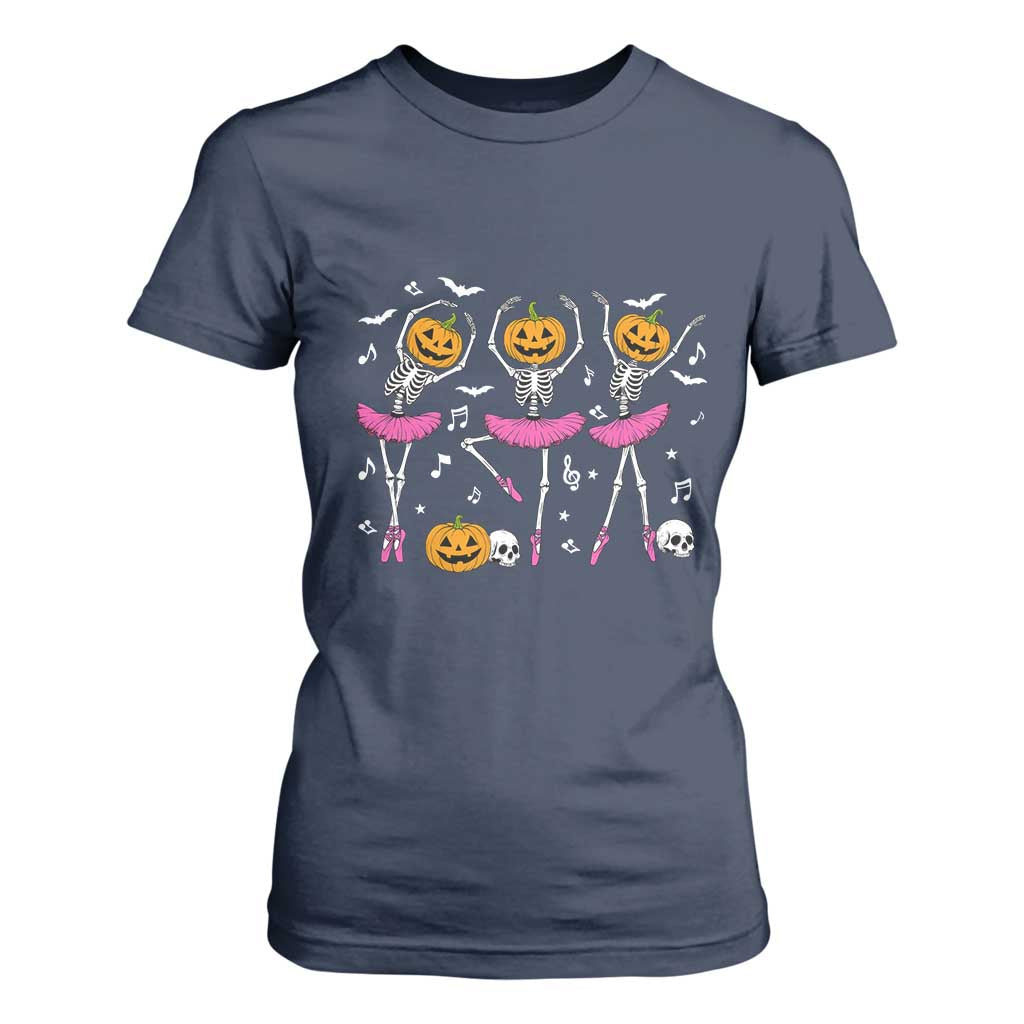 Ballet Skeleton Dance T Shirt For Women Funny Halloween Gift TS12 Navy Print Your Wear