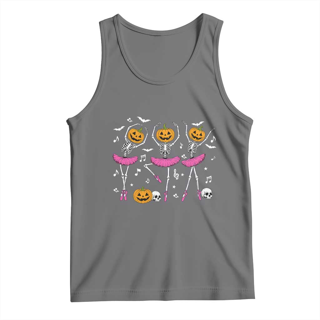 Ballet Skeleton Dance Tank Top Funny Halloween Gift TS12 Black Heather Print Your Wear