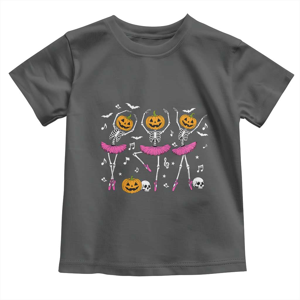 Ballet Skeleton Dance Toddler T Shirt Funny Halloween Gift TS12 Dark Heather Print Your Wear