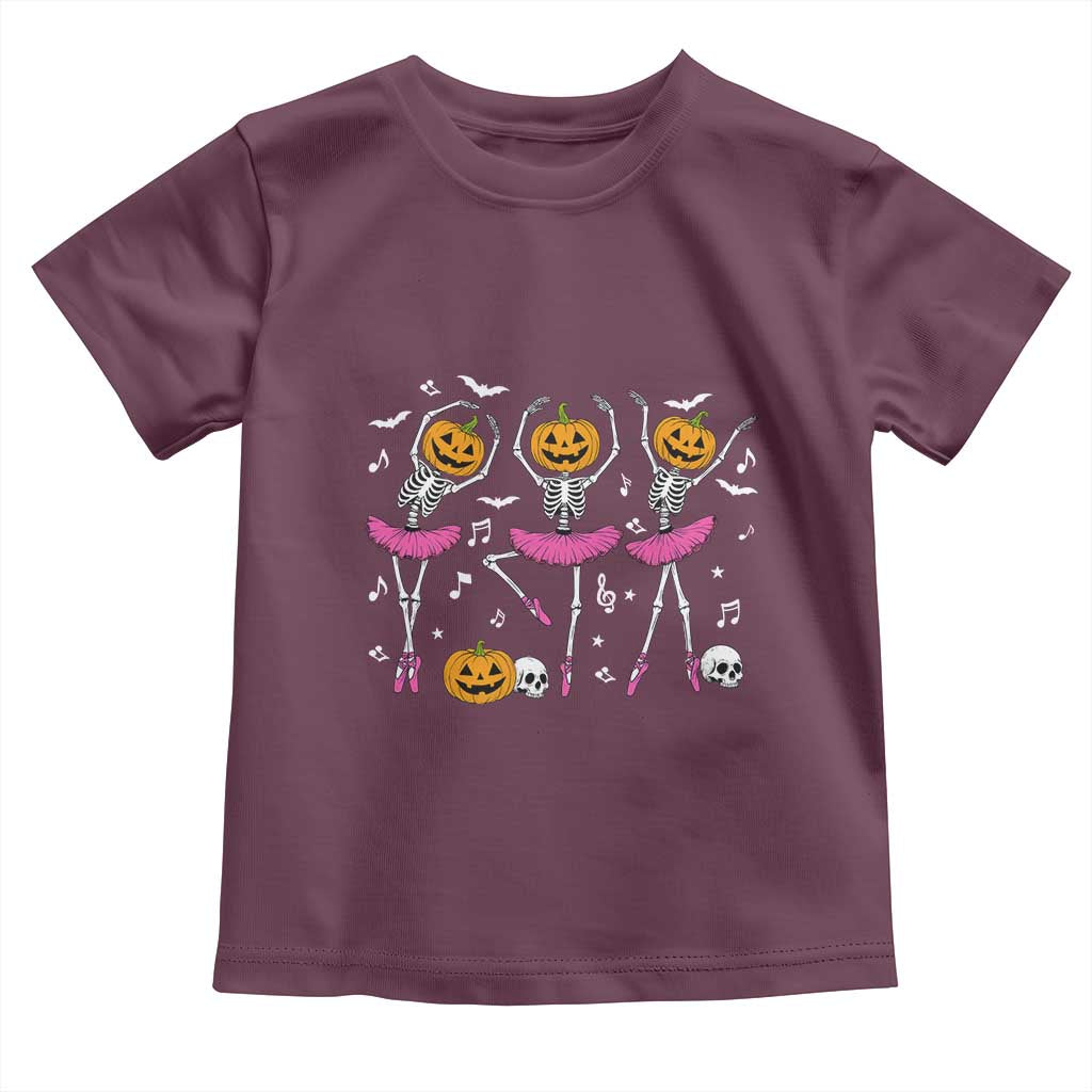 Ballet Skeleton Dance Toddler T Shirt Funny Halloween Gift TS12 Maroon Print Your Wear
