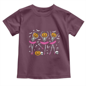 Ballet Skeleton Dance Toddler T Shirt Funny Halloween Gift TS12 Maroon Print Your Wear