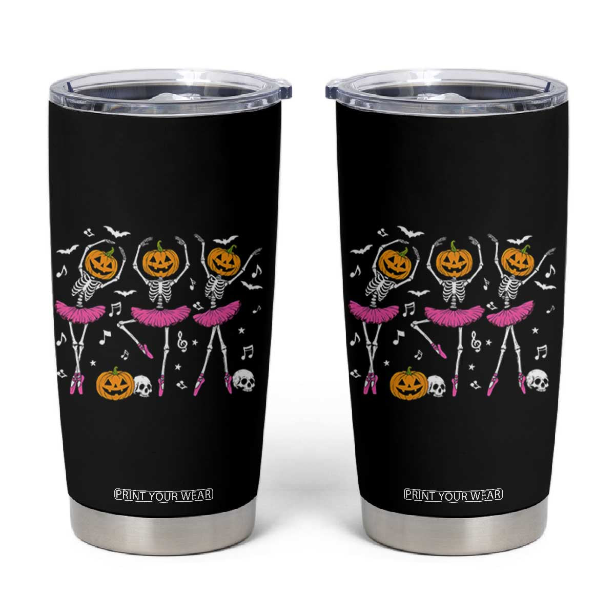 Ballet Skeleton Dance Tumbler Cup Funny Halloween Gift TS12 Black Print Your Wear