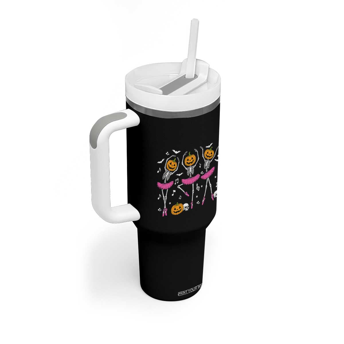 Ballet Skeleton Dance Tumbler With Handle Funny Halloween Gift TS12 Print Your Wear