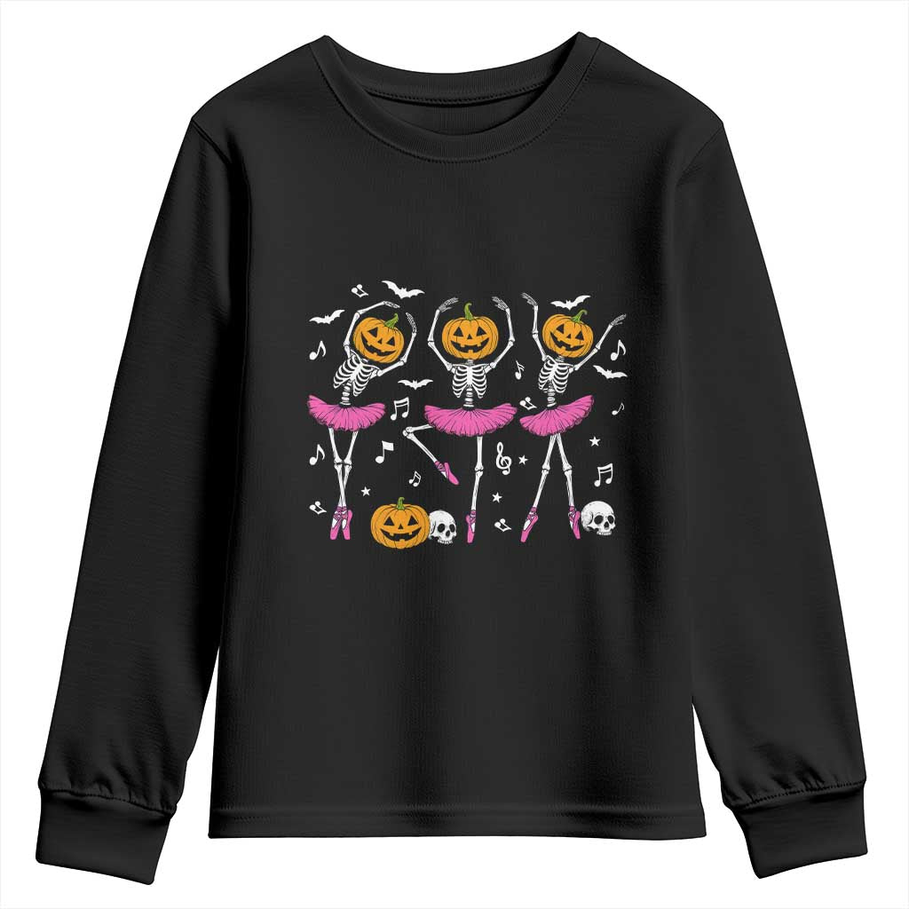 Ballet Skeleton Dance Youth Sweatshirt Funny Halloween Gift TS12 Black Print Your Wear