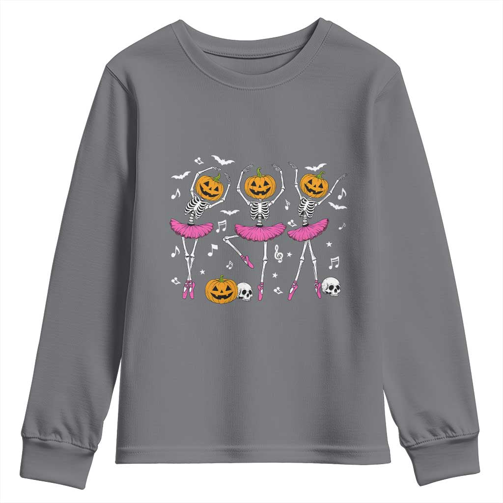 Ballet Skeleton Dance Youth Sweatshirt Funny Halloween Gift TS12 Charcoal Print Your Wear