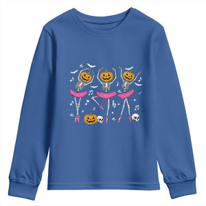 Ballet Skeleton Dance Youth Sweatshirt Funny Halloween Gift TS12 Royal Blue Print Your Wear