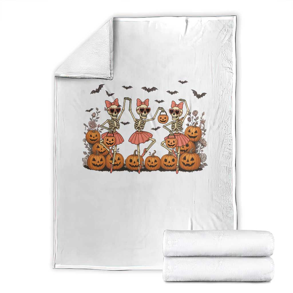 Funny Halloween Skeleton Dance Throw Blanket Gift For Ballet Lover TS12 White Print Your Wear