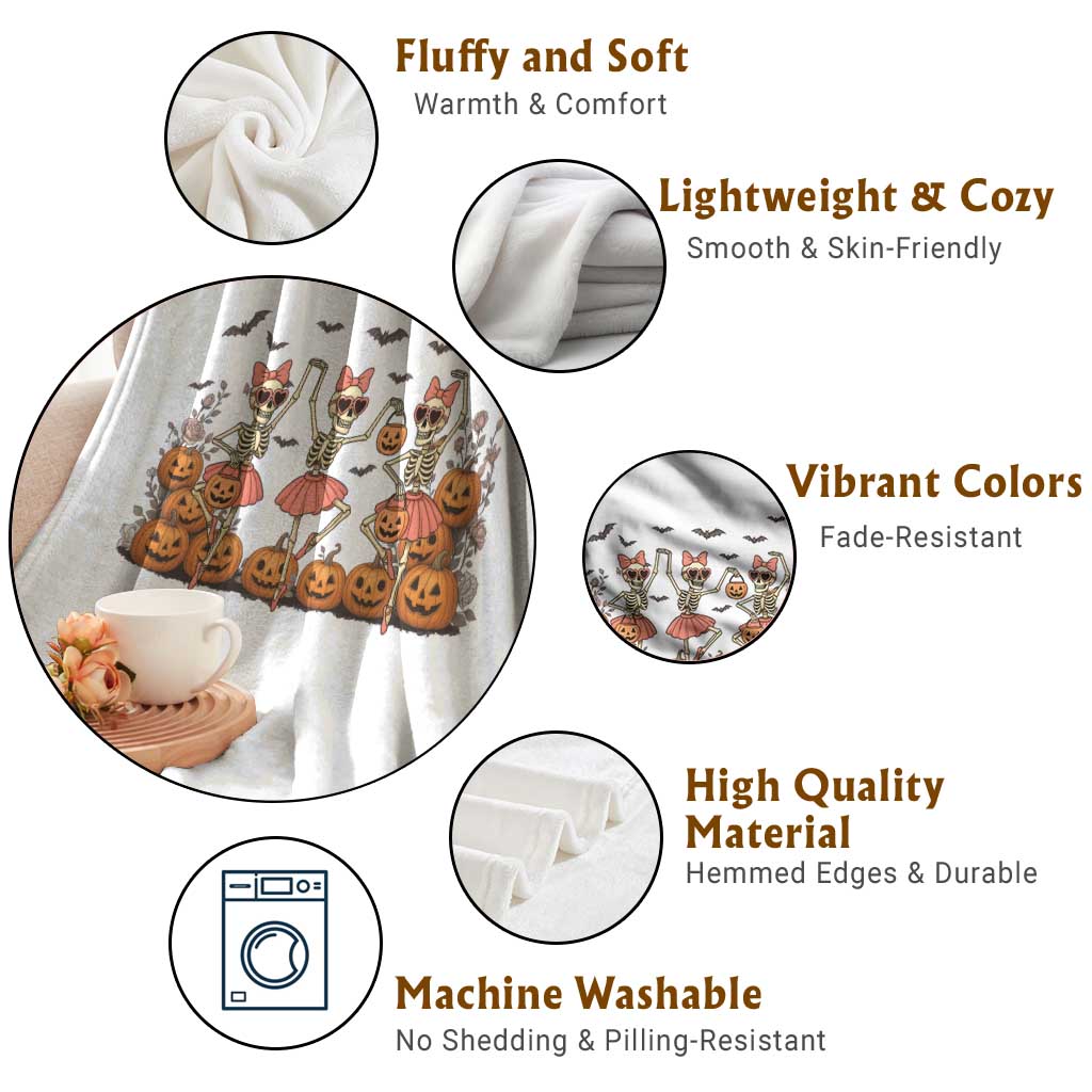 Funny Halloween Skeleton Dance Throw Blanket Gift For Ballet Lover TS12 Print Your Wear