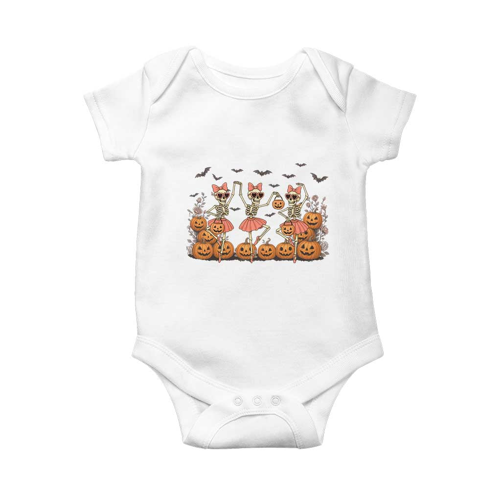 Funny Halloween Skeleton Dance Baby Onesie Gift For Ballet Lover TS12 White Print Your Wear