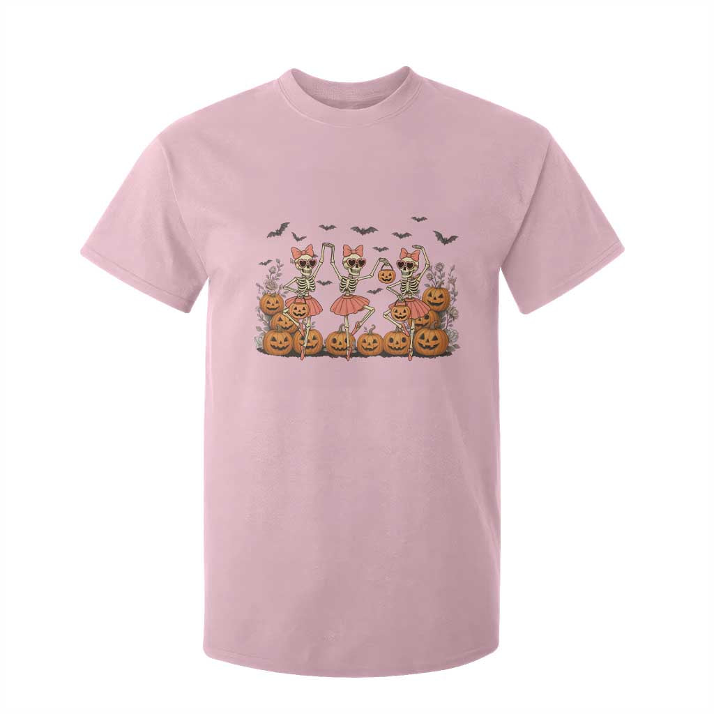 Funny Halloween Skeleton Dance T Shirt For Kid Gift For Ballet Lover TS12 Light Pink Print Your Wear