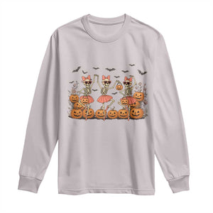 Funny Halloween Skeleton Dance Long Sleeve Shirt Gift For Ballet Lover TS12 Ice Gray Print Your Wear