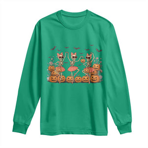 Funny Halloween Skeleton Dance Long Sleeve Shirt Gift For Ballet Lover TS12 Irish Green Print Your Wear