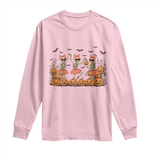 Funny Halloween Skeleton Dance Long Sleeve Shirt Gift For Ballet Lover TS12 Light Pink Print Your Wear