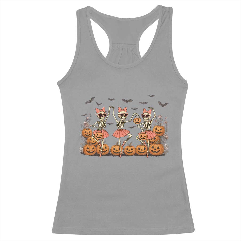 Funny Halloween Skeleton Dance Racerback Tank Top Gift For Ballet Lover TS12 Sport Gray Print Your Wear