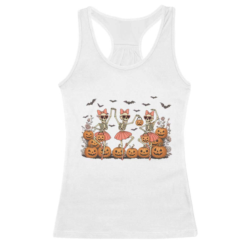 Funny Halloween Skeleton Dance Racerback Tank Top Gift For Ballet Lover TS12 White Print Your Wear