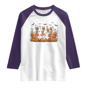 Funny Halloween Skeleton Dance Raglan Shirt Gift For Ballet Lover TS12 White Purple Print Your Wear