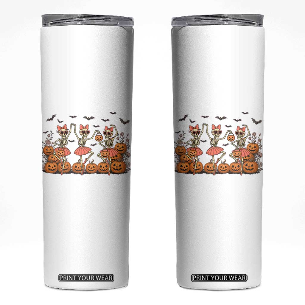 Funny Halloween Skeleton Dance Skinny Tumbler Gift For Ballet Lover TS12 White Print Your Wear