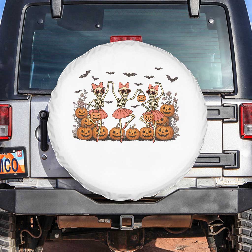 Funny Halloween Skeleton Dance Spare Tire Cover Gift For Ballet Lover TS12 No hole White Print Your Wear
