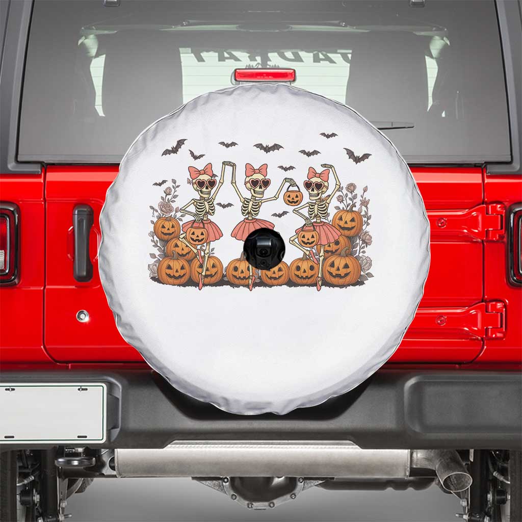 Funny Halloween Skeleton Dance Spare Tire Cover Gift For Ballet Lover TS12 White Print Your Wear