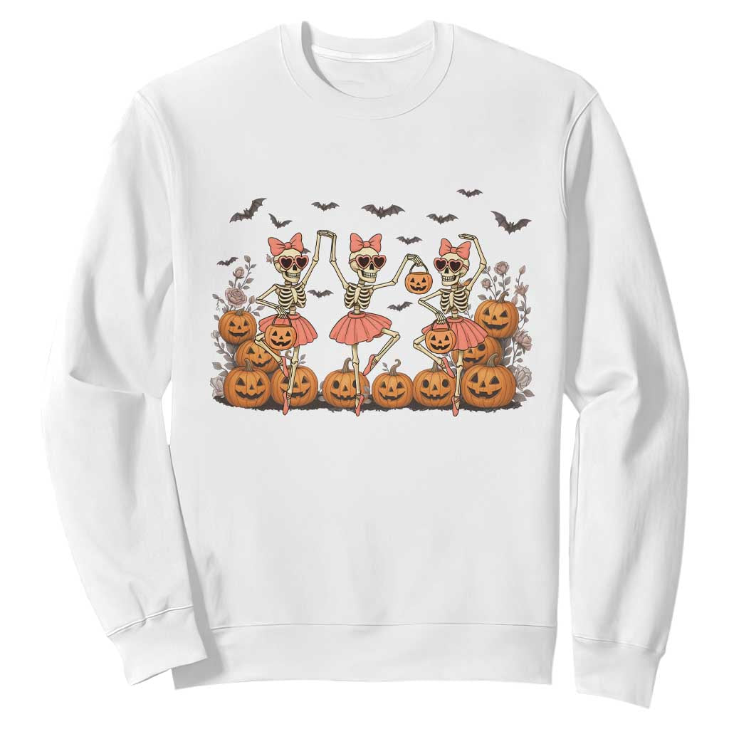 Funny Halloween Skeleton Dance Sweatshirt Gift For Ballet Lover TS12 White Print Your Wear