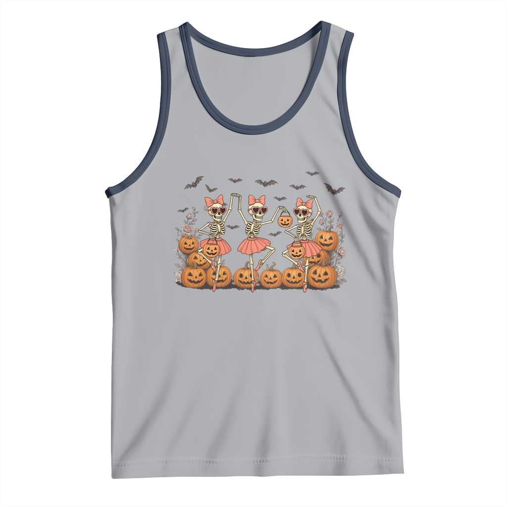 Funny Halloween Skeleton Dance Tank Top Gift For Ballet Lover TS12 Athletic Heather Navy Print Your Wear