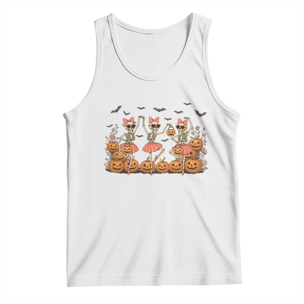 Funny Halloween Skeleton Dance Tank Top Gift For Ballet Lover TS12 White Print Your Wear