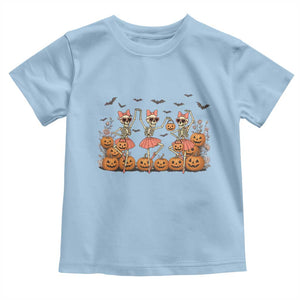 Funny Halloween Skeleton Dance Toddler T Shirt Gift For Ballet Lover TS12 Light Blue Print Your Wear
