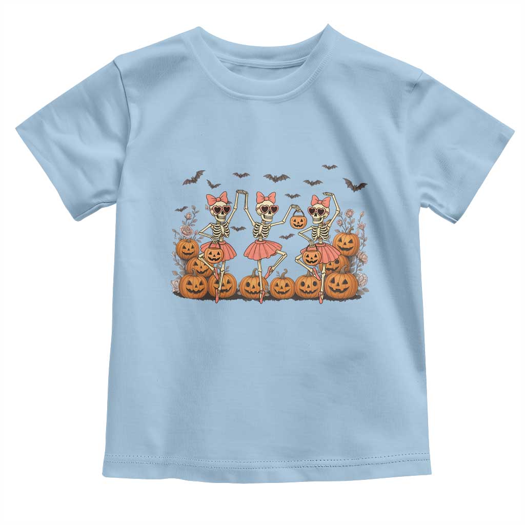 Funny Halloween Skeleton Dance Toddler T Shirt Gift For Ballet Lover TS12 Light Blue Print Your Wear