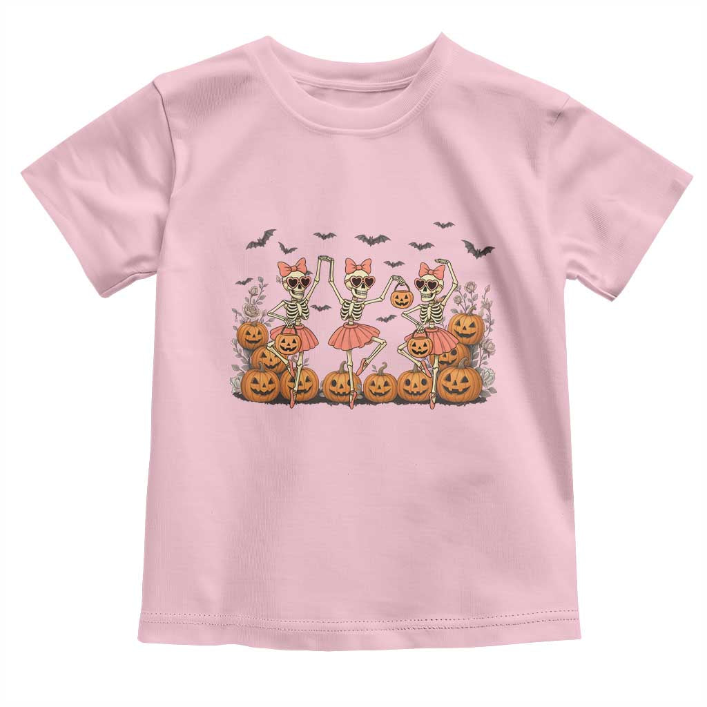 Funny Halloween Skeleton Dance Toddler T Shirt Gift For Ballet Lover TS12 Light Pink Print Your Wear