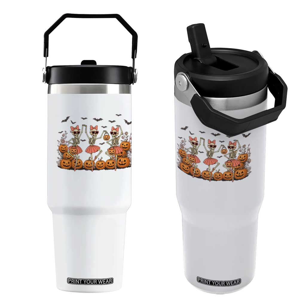 Funny Halloween Skeleton Dance Flip Straw Tumbler Gift For Ballet Lover TS12 One Size: 30 oz White Print Your Wear