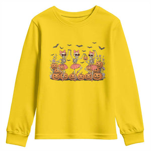 Funny Halloween Skeleton Dance Youth Sweatshirt Gift For Ballet Lover TS12 Daisy Print Your Wear