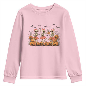 Funny Halloween Skeleton Dance Youth Sweatshirt Gift For Ballet Lover TS12 Light Pink Print Your Wear