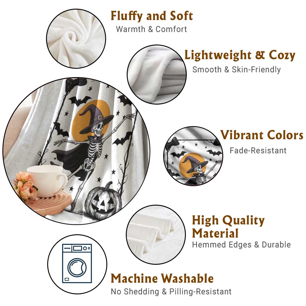 Funny Skeleton Witches Dance Ballet Throw Blanket Halloween Gift TS12 Print Your Wear