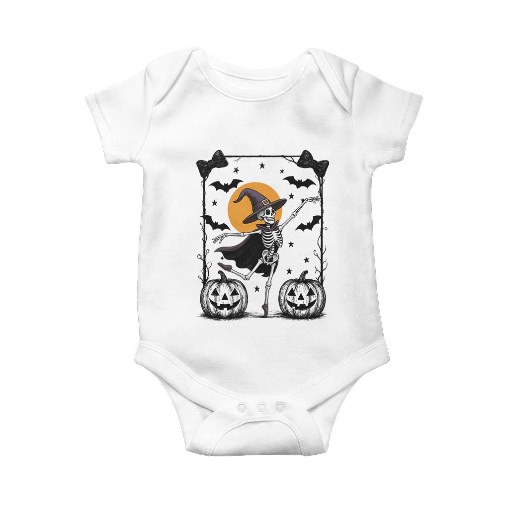 Funny Skeleton Witches Dance Ballet Baby Onesie Halloween Gift TS12 White Print Your Wear