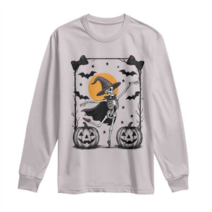 Funny Skeleton Witches Dance Ballet Long Sleeve Shirt Halloween Gift TS12 Ice Gray Print Your Wear