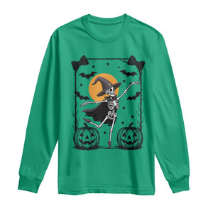 Funny Skeleton Witches Dance Ballet Long Sleeve Shirt Halloween Gift TS12 Irish Green Print Your Wear