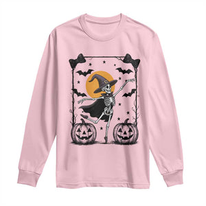 Funny Skeleton Witches Dance Ballet Long Sleeve Shirt Halloween Gift TS12 Light Pink Print Your Wear