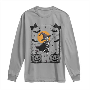 Funny Skeleton Witches Dance Ballet Long Sleeve Shirt Halloween Gift TS12 Sport Gray Print Your Wear