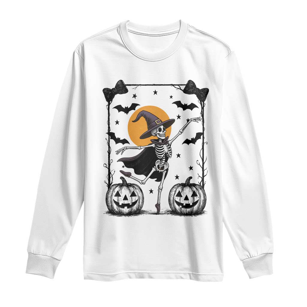 Funny Skeleton Witches Dance Ballet Long Sleeve Shirt Halloween Gift TS12 White Print Your Wear