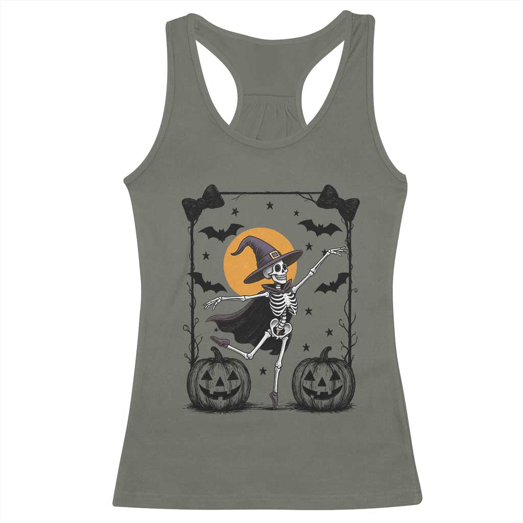 Funny Skeleton Witches Dance Ballet Racerback Tank Top Halloween Gift TS12 Military Green Print Your Wear