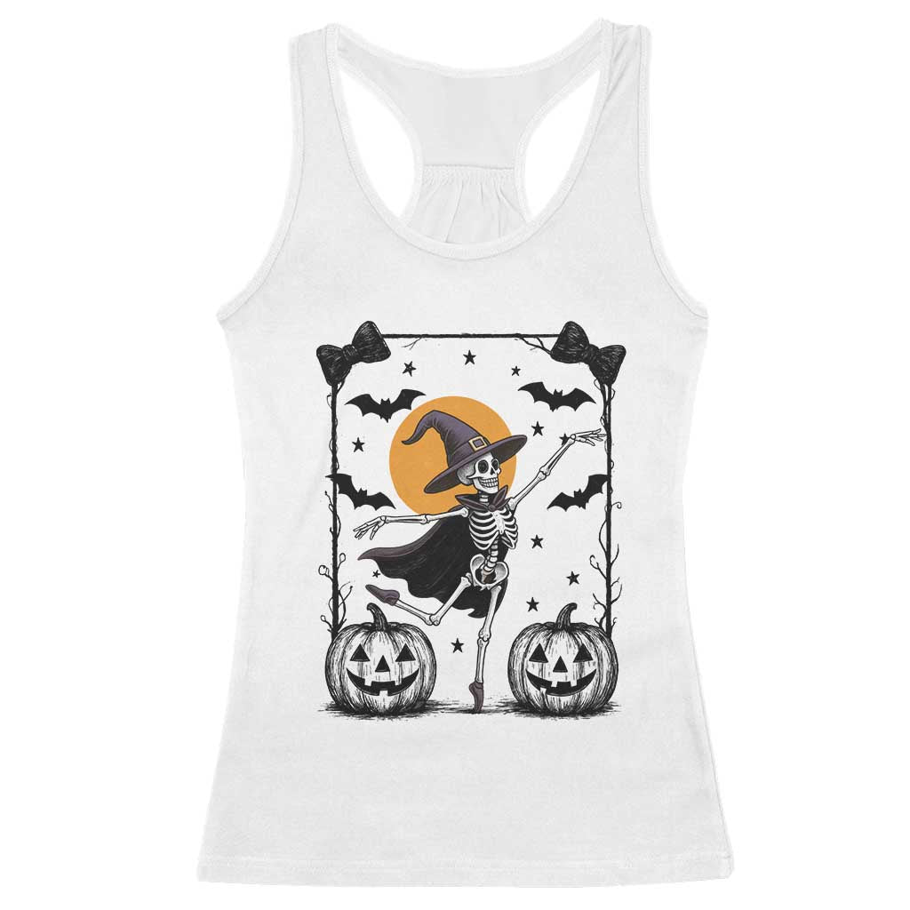 Funny Skeleton Witches Dance Ballet Racerback Tank Top Halloween Gift TS12 White Print Your Wear