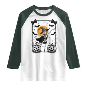 Funny Skeleton Witches Dance Ballet Raglan Shirt Halloween Gift TS12 White Dark Forest Green Print Your Wear