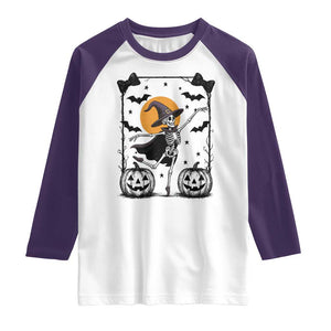Funny Skeleton Witches Dance Ballet Raglan Shirt Halloween Gift TS12 White Purple Print Your Wear
