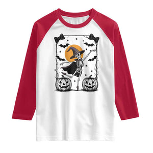 Funny Skeleton Witches Dance Ballet Raglan Shirt Halloween Gift TS12 White Red Print Your Wear